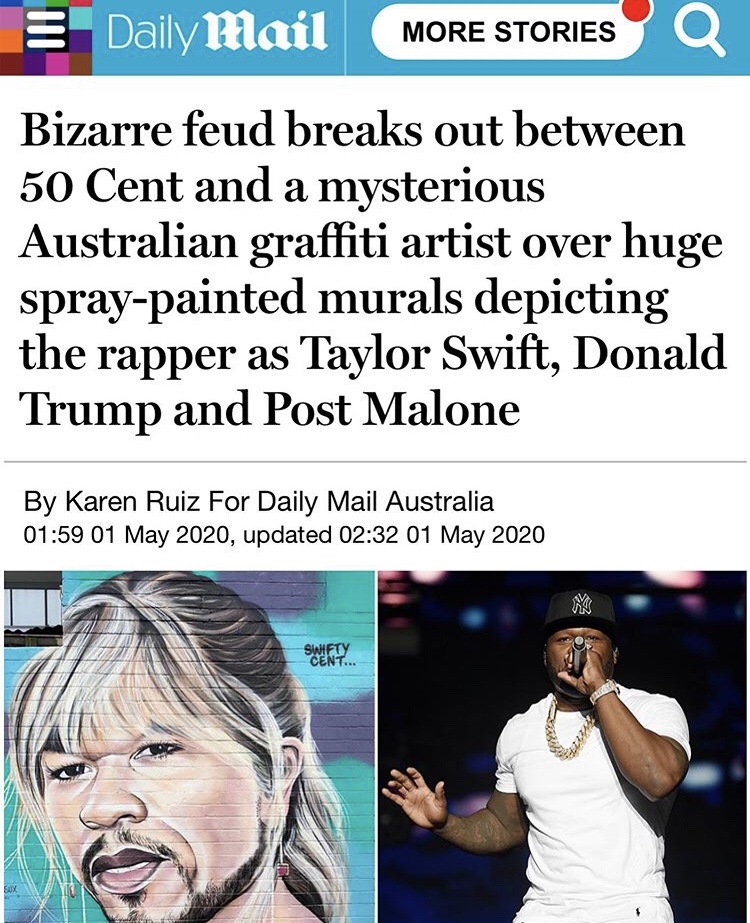 50 Cent is in a fued with an Australian Graffiti artist who draw